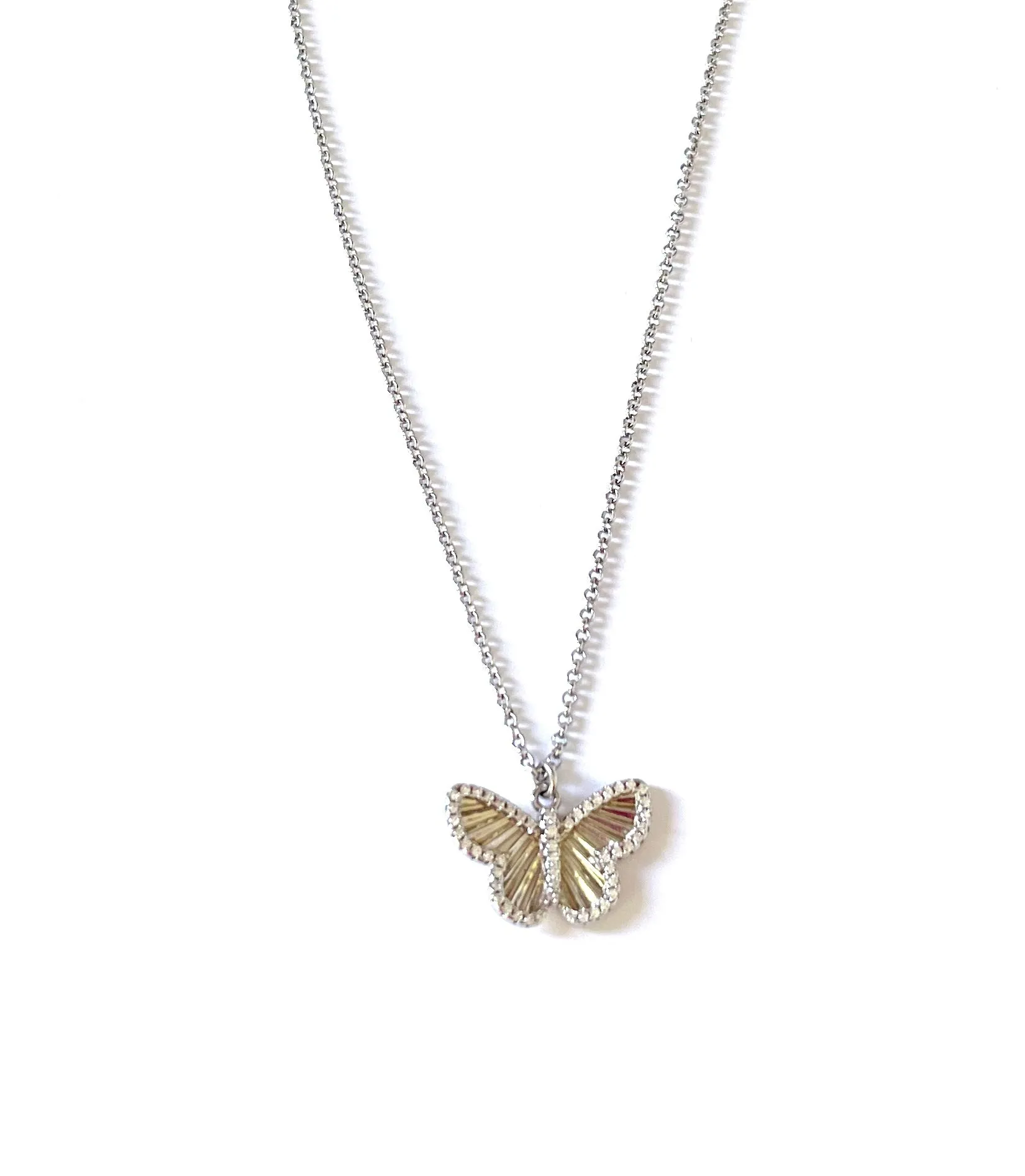 Aubree CZ Pave Ridged Butterfly Necklace