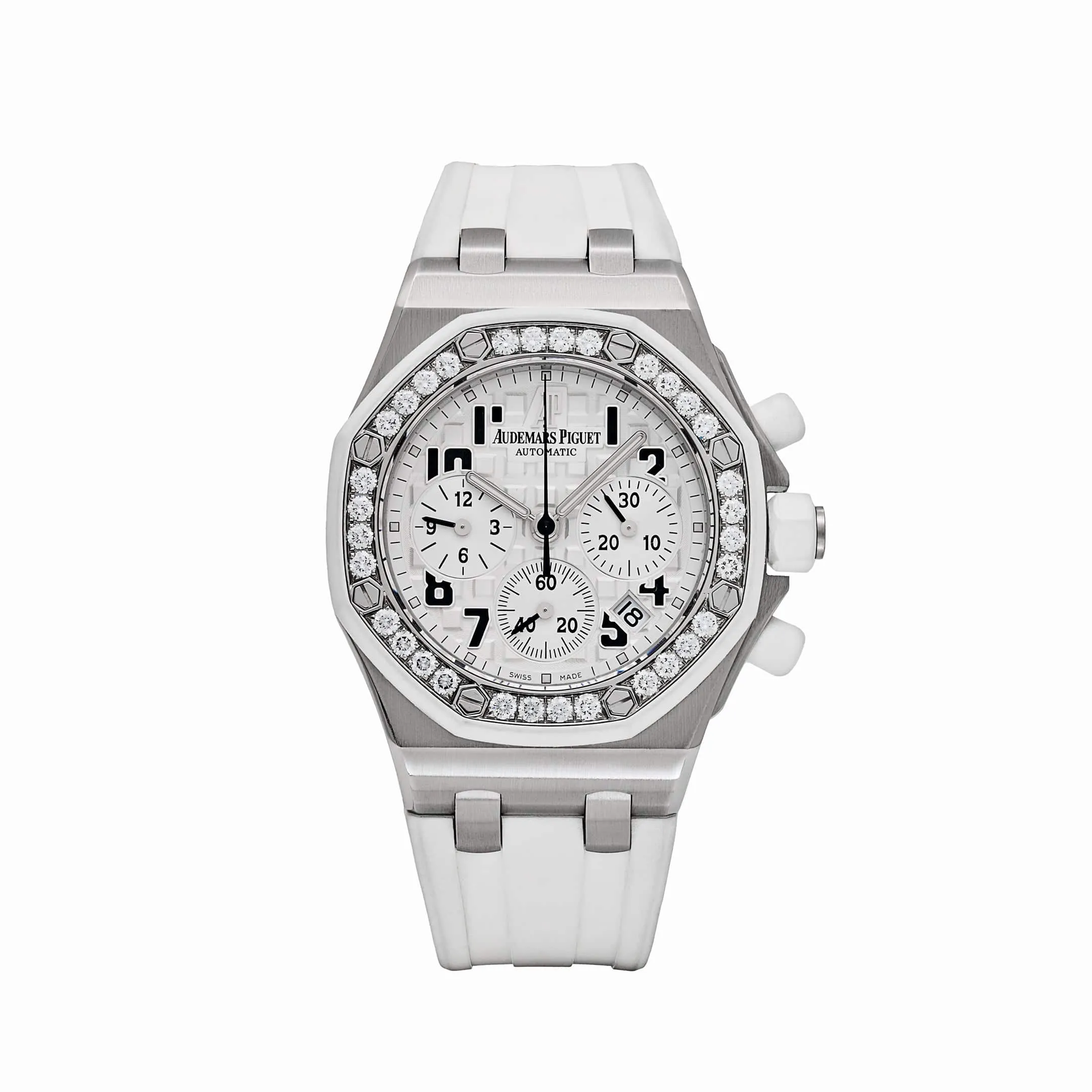 Audemars Piguet Royal Oak Offshore 26048SK.ZZ.D010CA.01 Stainless Steel White Dial Diamond Bezel