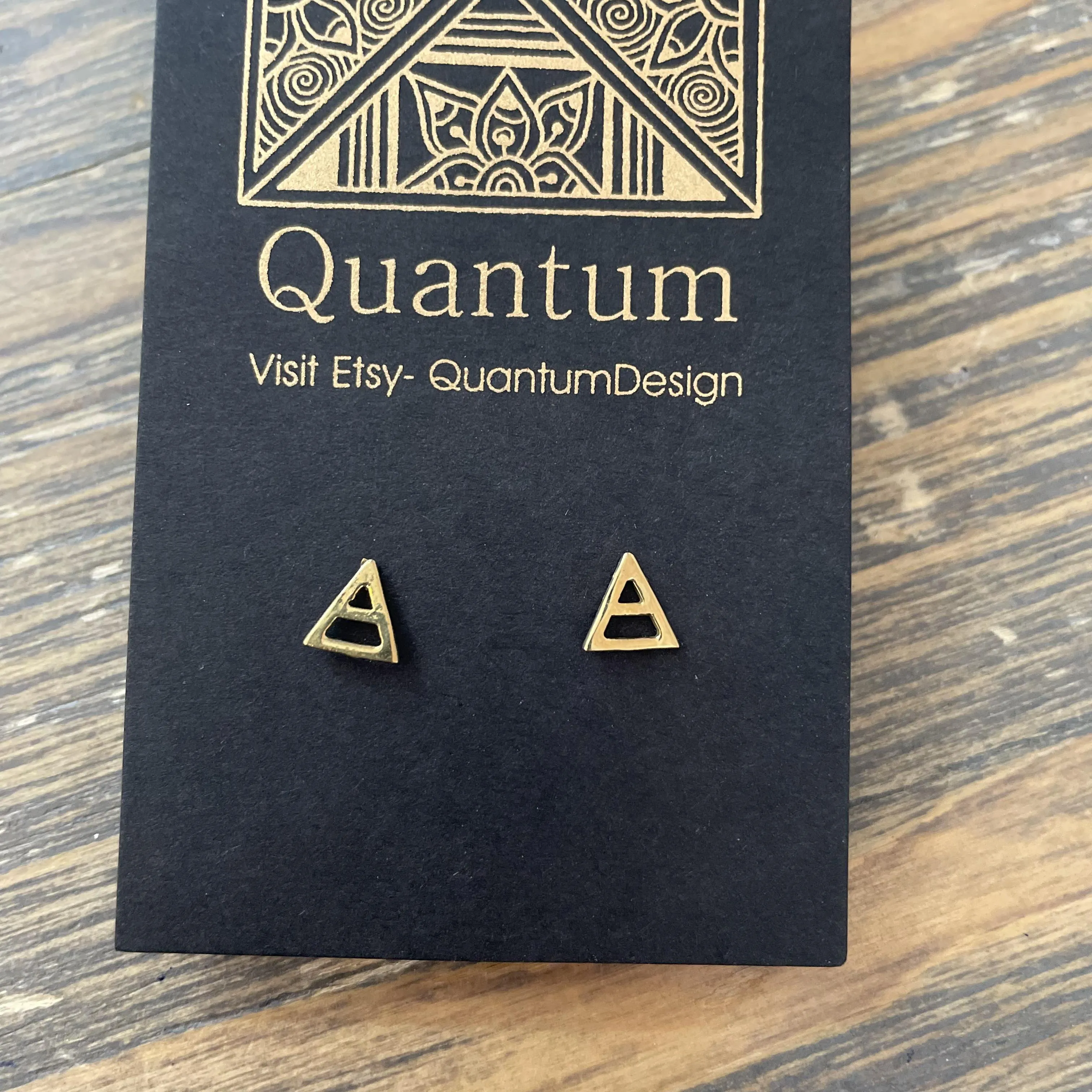 Ayla Brass Triangle Stud Earrings
