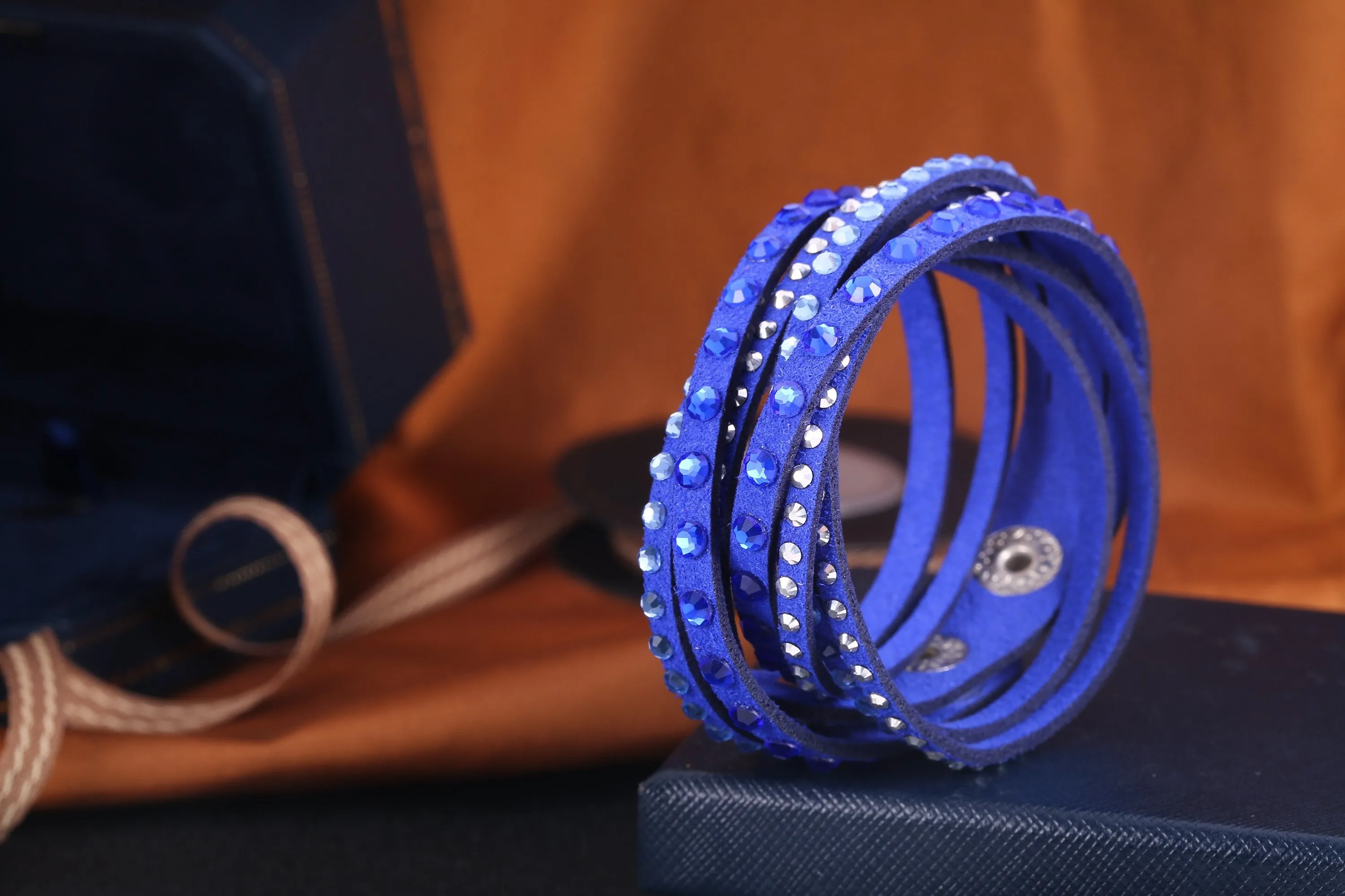 Barzel Leather Created Austrian Crystals Wrap Bracelets (Many Options Available)