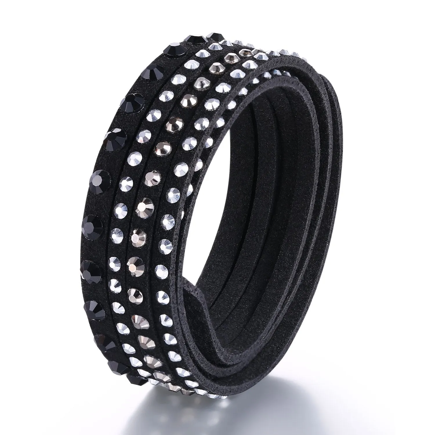 Barzel Leather Created Austrian Crystals Wrap Bracelets (Many Options Available)