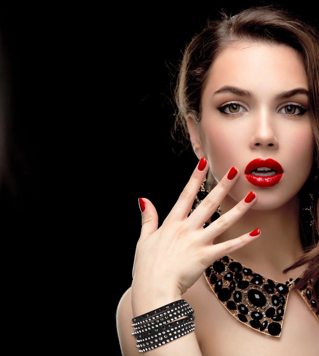 Barzel Leather Created Austrian Crystals Wrap Bracelets (Many Options Available)