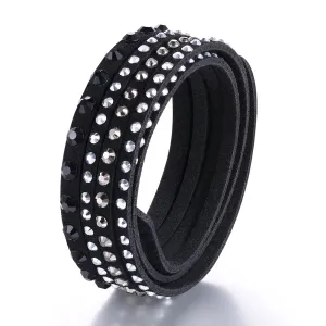 Barzel Leather Created Austrian Crystals Wrap Bracelets (Many Options Available)