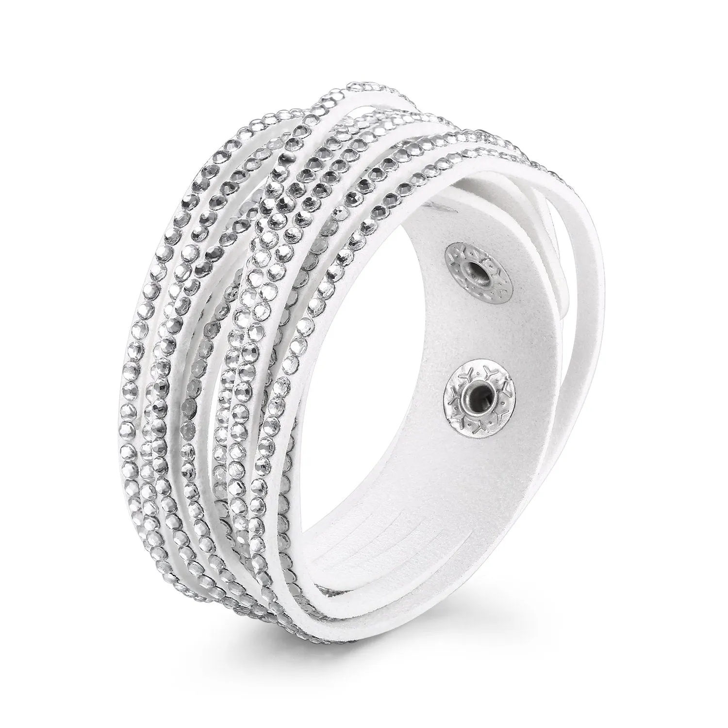 Barzel Leather Created Austrian Crystals Wrap Bracelets (Many Options Available)