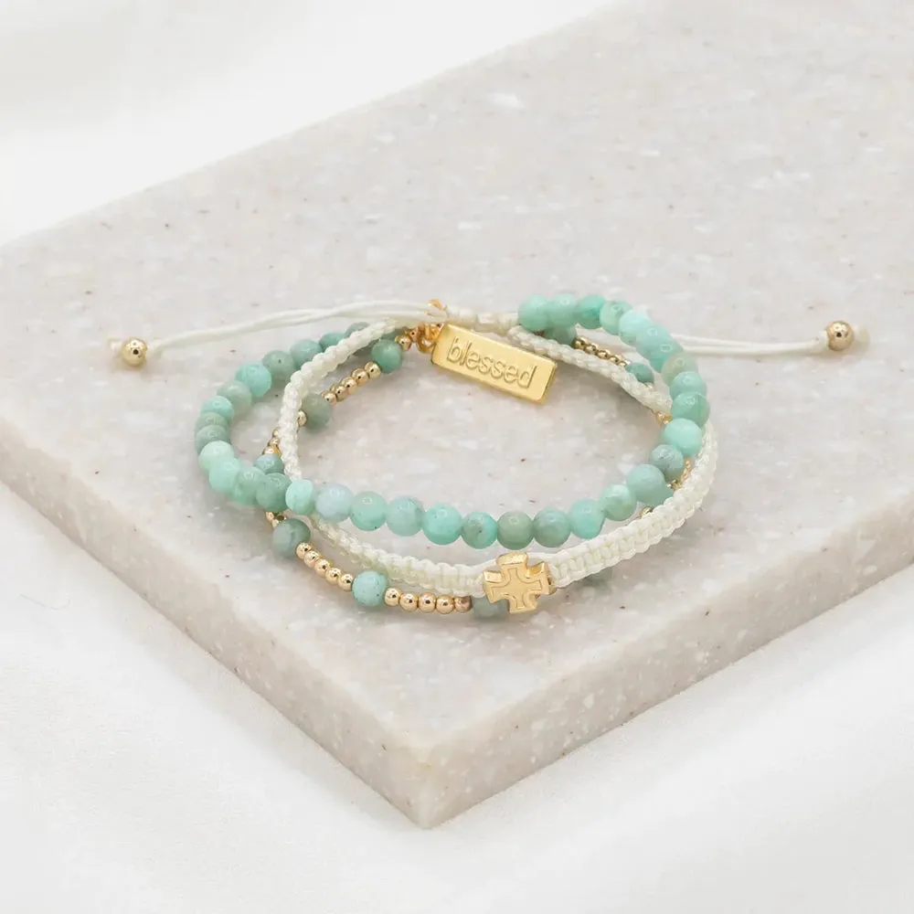 Be Still Prayer Bracelet, amazonite/gold