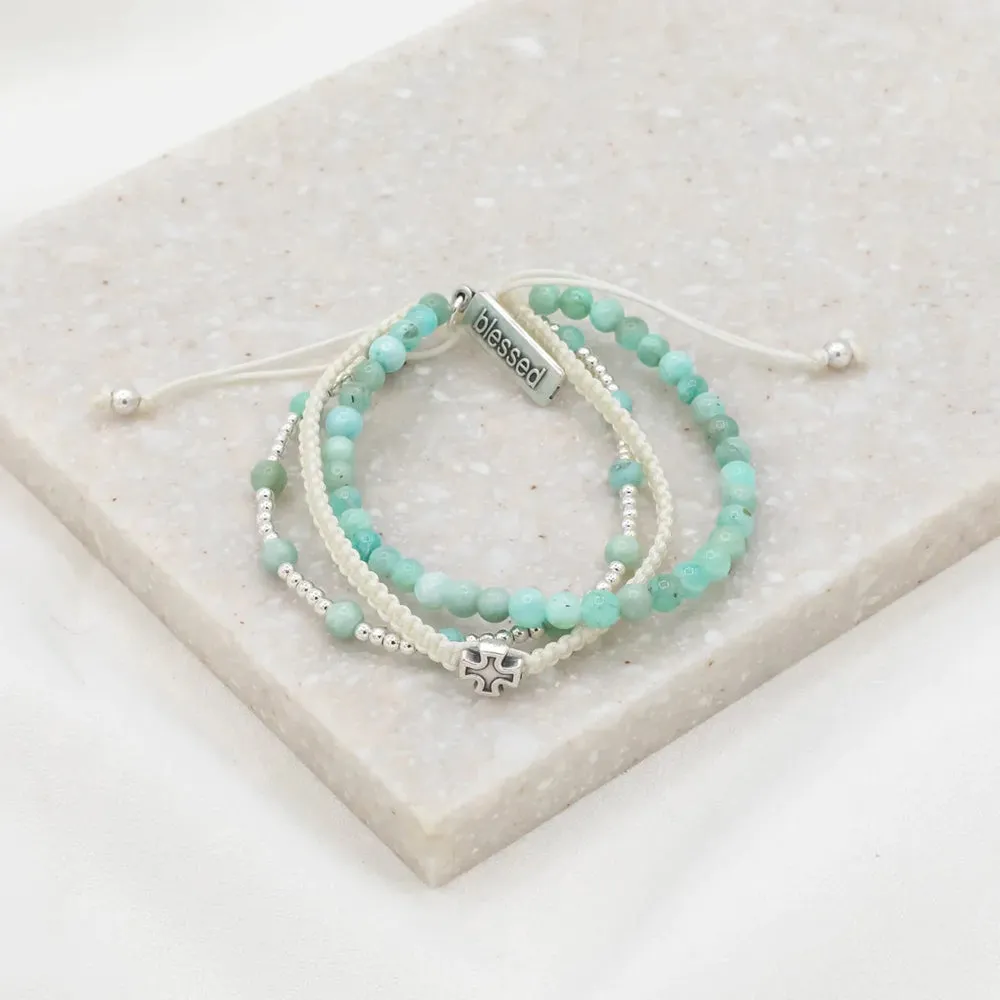 Be Still Prayer Bracelet, amazonite/silver