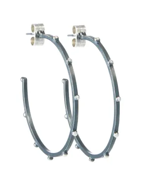 Beaded Sterling Silver Lluvia Hoop Earrings