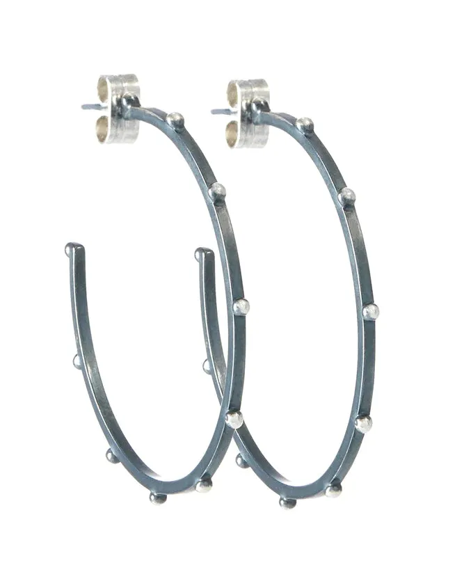 Beaded Sterling Silver Lluvia Hoop Earrings