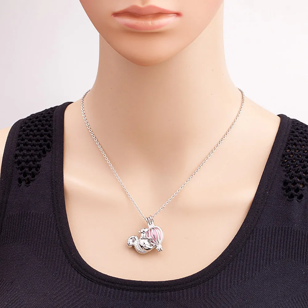 Beautiful Acorn Squirrel Necklaces Pendants Pink Pompon Animals Plants Fashion Jewelry
