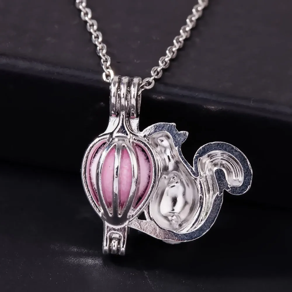 Beautiful Acorn Squirrel Necklaces Pendants Pink Pompon Animals Plants Fashion Jewelry