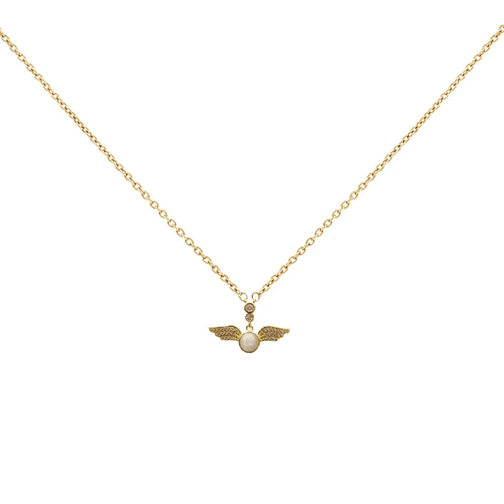 Beautiful Opal Cubic Zirconia Necklaces Pendants Angel Wings Fashion Jewelry