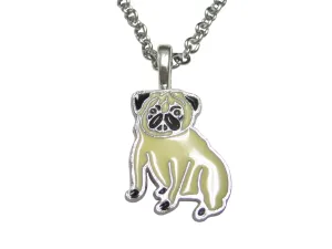 Beige Toned Pug Dog Pendant Necklace