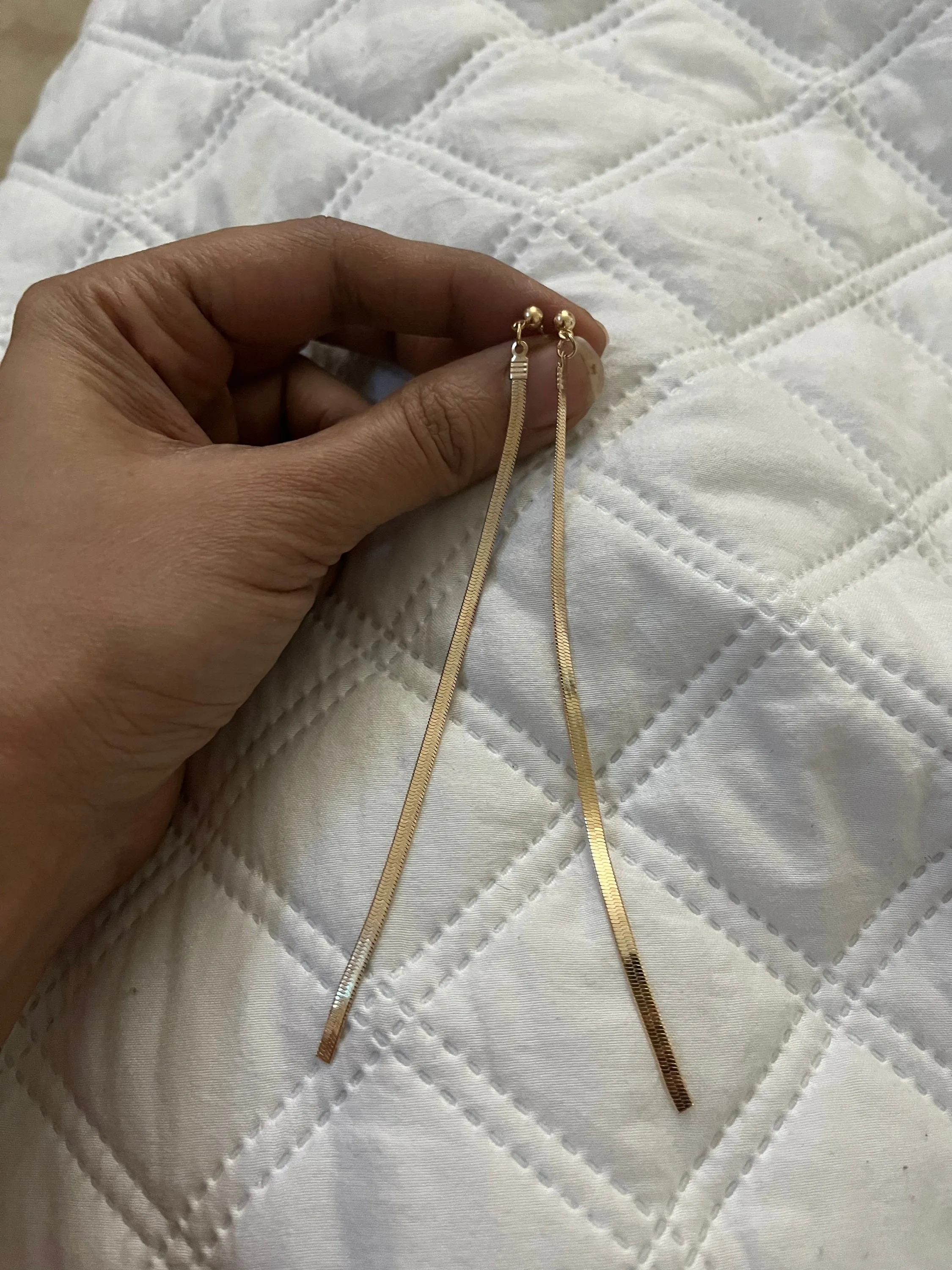 Big gold earrings , large gold earrings , very long gold earring , gold statement earrings , chain elegant gold metal earrings gold pierced