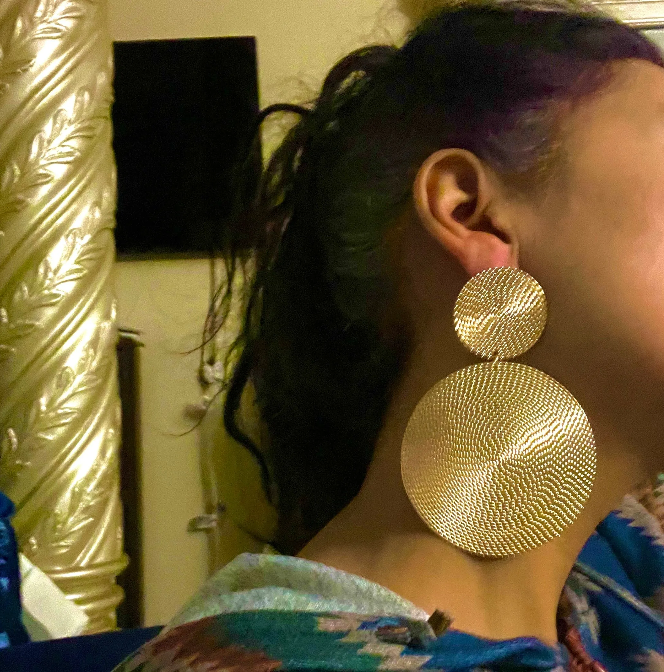 Big gold statement earrings , gold round large , huge gold stud earring , golden earrings , chunky gold giant bold