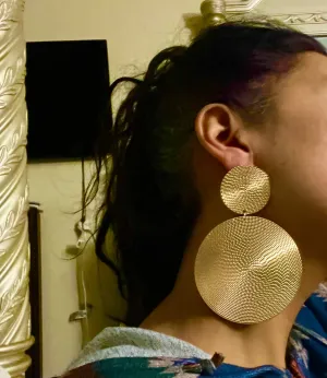 Big gold statement earrings , gold round large , huge gold stud earring , golden earrings , chunky gold giant bold