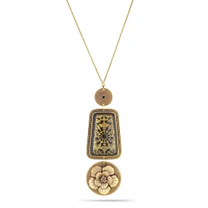 BLACK AND GOLD PENDANT NECKLACES #195BK1301 (2C3)