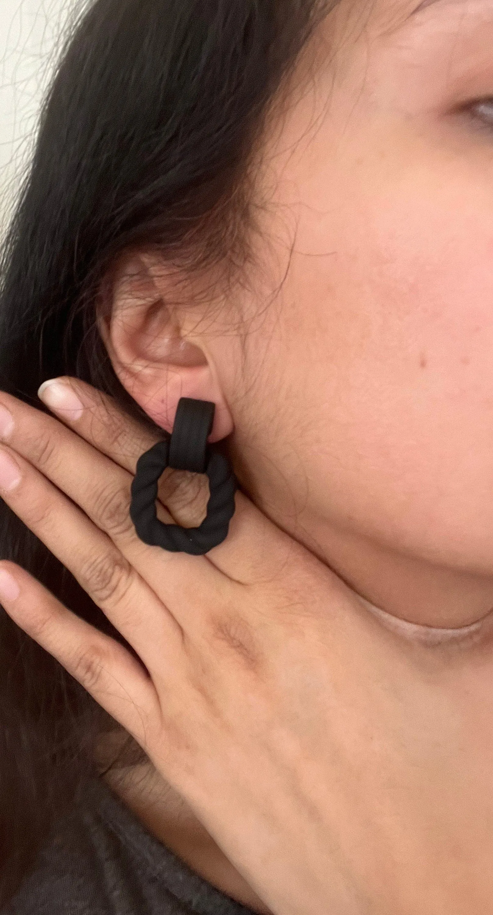 Black Chain earrings , black hoop acrylic earrings , chunky black earrings , big black link earrings , black chain statement earrings