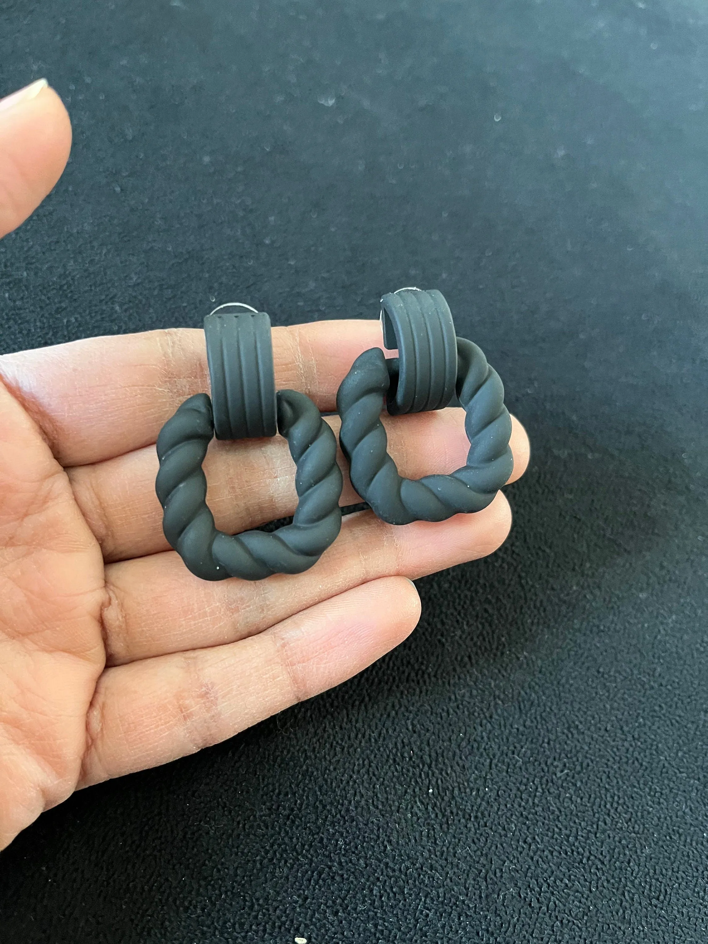 Black Chain earrings , black hoop acrylic earrings , chunky black earrings , big black link earrings , black chain statement earrings