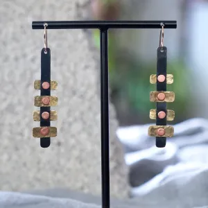 Black Copper Patina & Brass Riveted Earrings