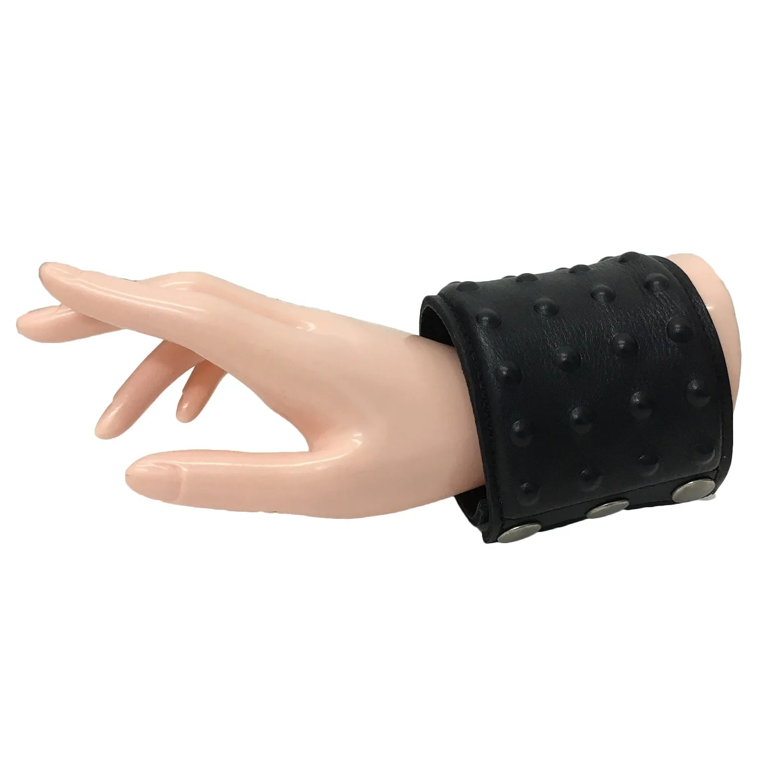 Black Leather Studded Wrist Cuff