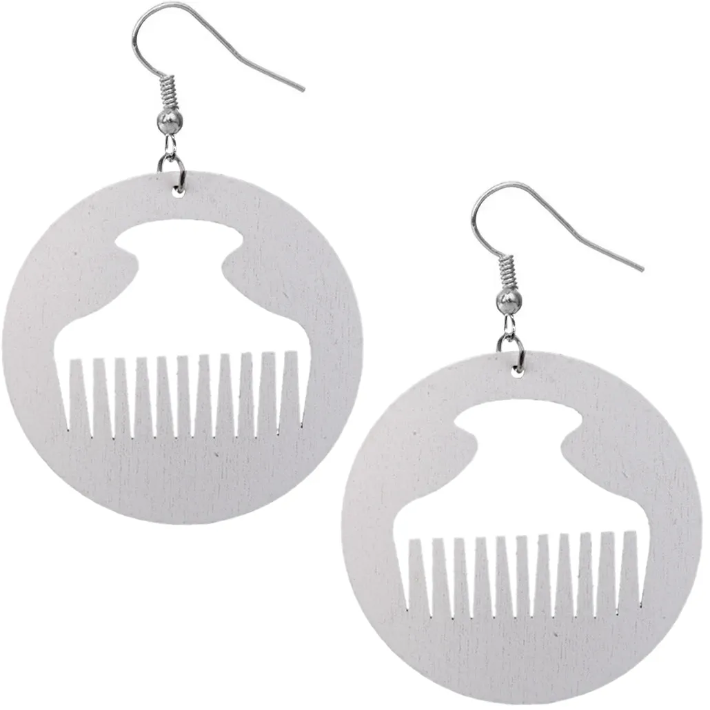 Black Multicolor Centered Afro Pick Dangle Earrings