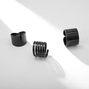 Black Stack Midi Ring Set