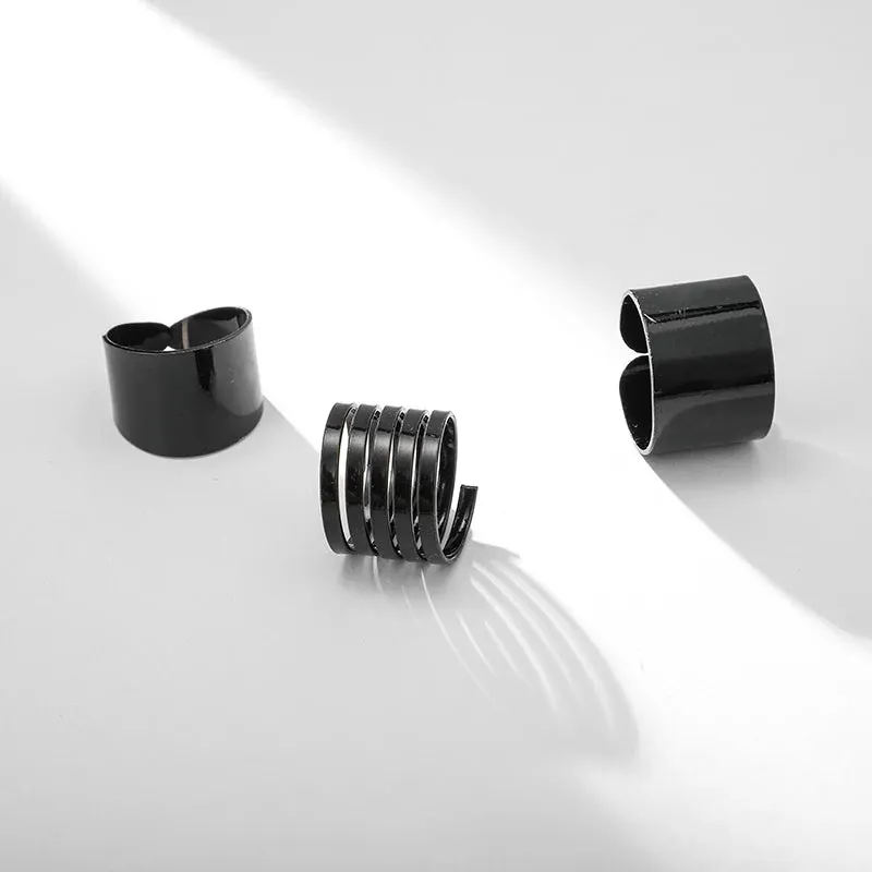 Black Stack Midi Ring Set
