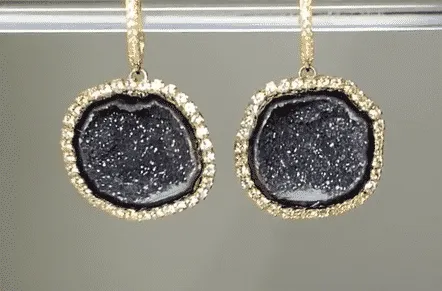 Black Tabasco Geode Earrings Diamond Style Statement Earrings