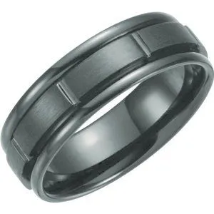 Black Titanium 7 mm Grooved Band Size 8.5