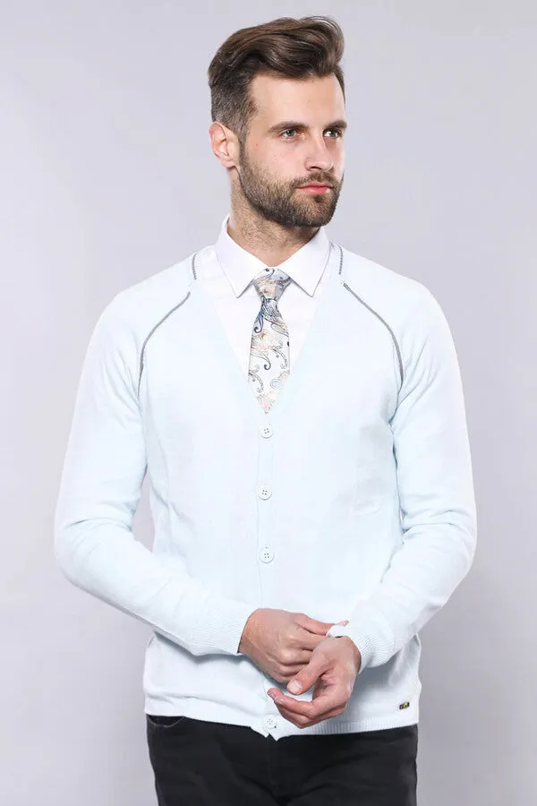 Blue Cotton Men Knitwear - Wessi