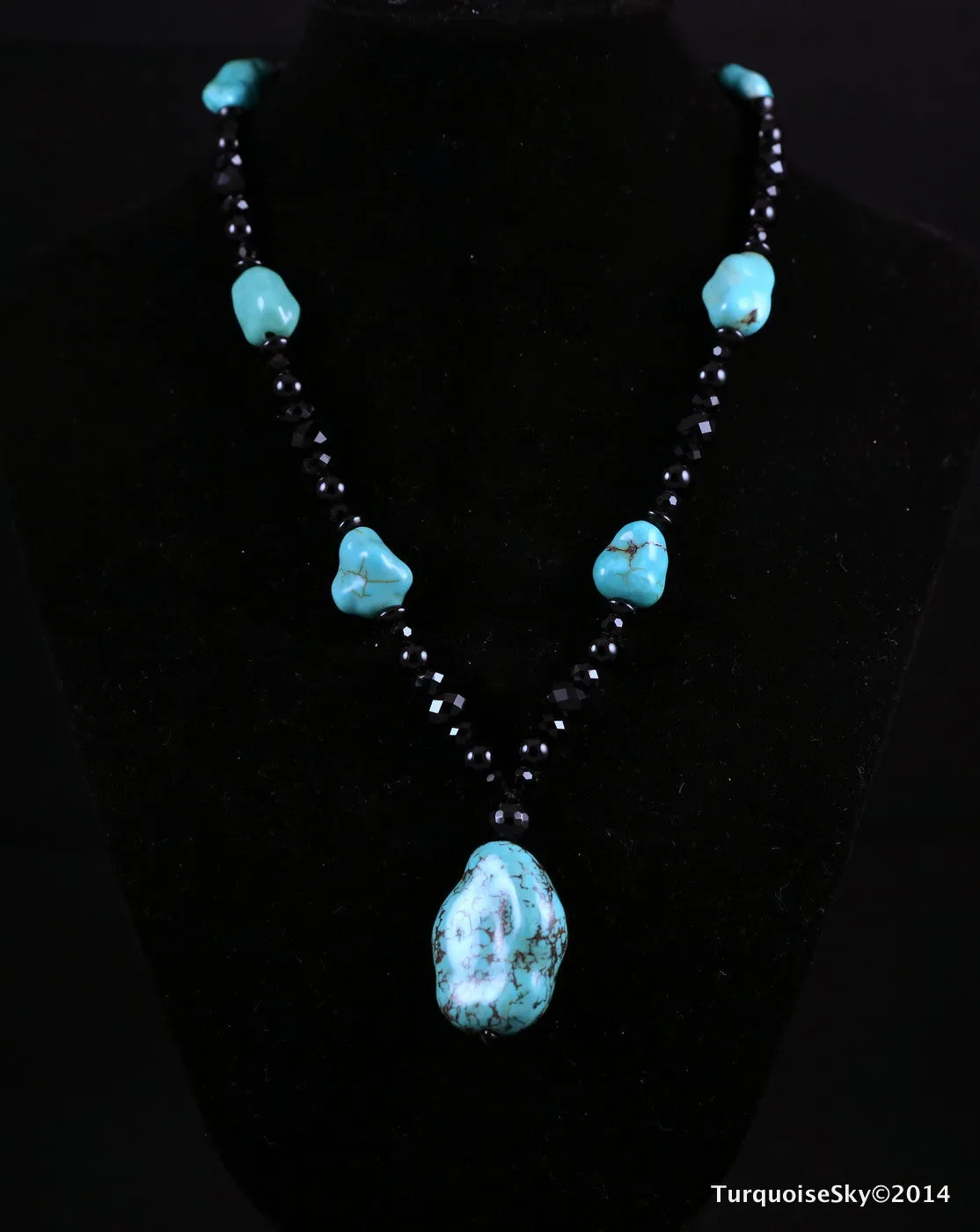 Blue Natural turquoise necklace 30 inches