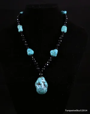 Blue Natural turquoise necklace 30 inches