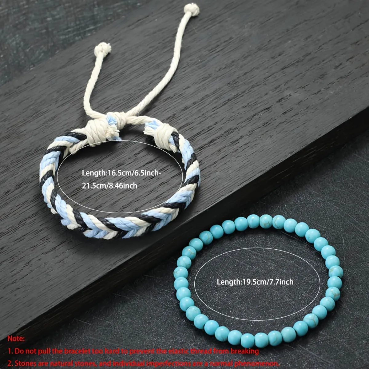 Bohemian Style Wood Beads Stacked Bracelet Set with Synthetic Stone