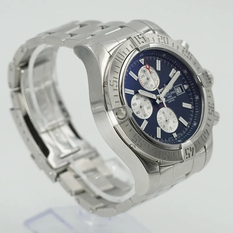 Breitling Super Avenger II 48mm Blue Dial Chronograph B&P A1337111/C871