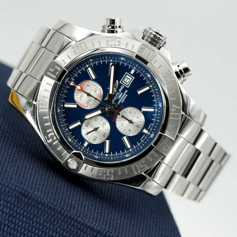 Breitling Super Avenger II 48mm Blue Dial Chronograph B&P A1337111/C871