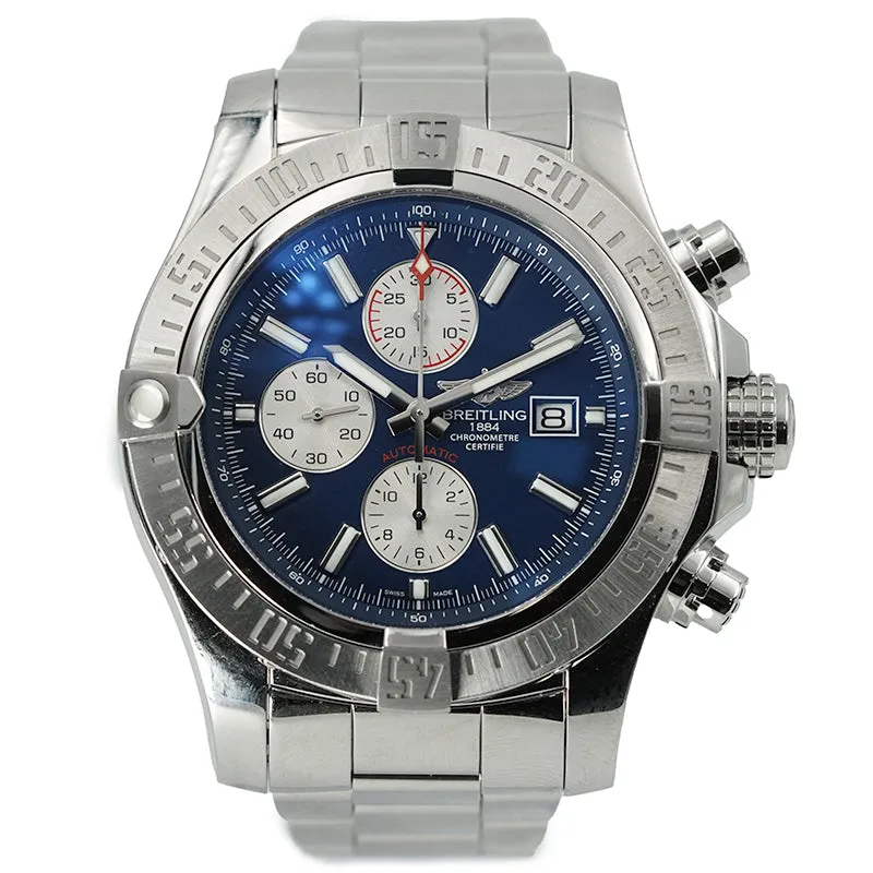 Breitling Super Avenger II 48mm Blue Dial Chronograph B&P A1337111/C871