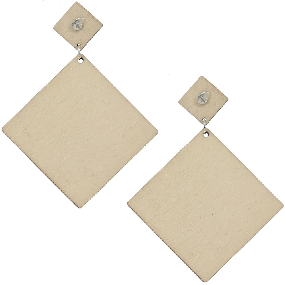 Brown Multicolor Geometric Wooden Earrings