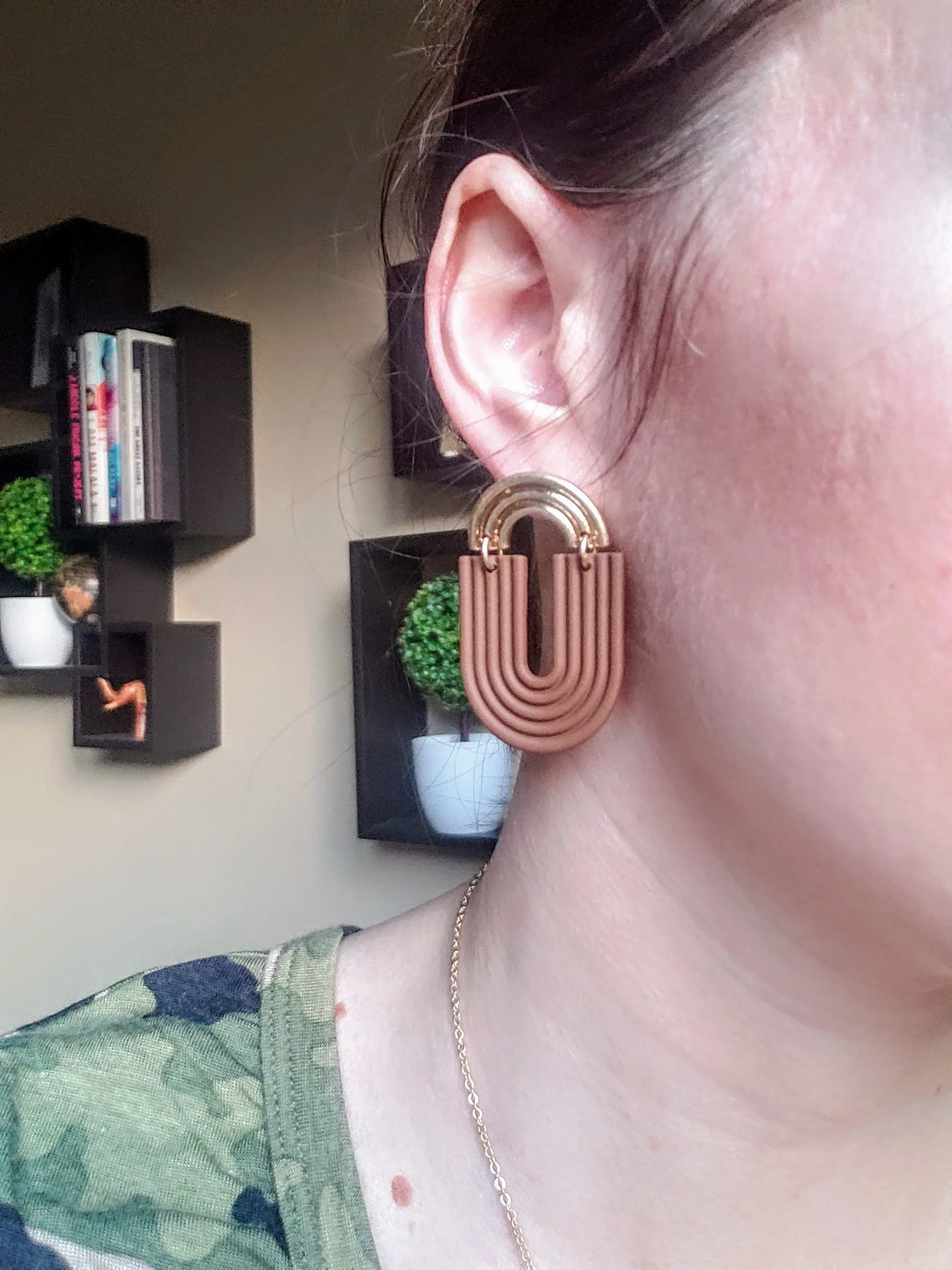 Brown U-Shape Earrings