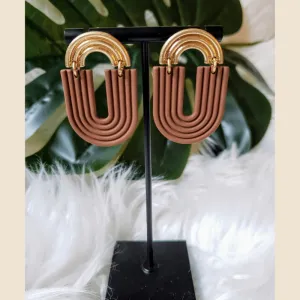 Brown U-Shape Earrings
