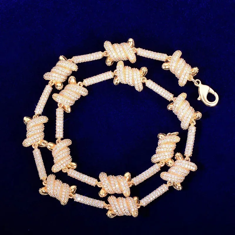 Bubble Letter Punk Spiked Cuban Link Chain for Men Necklace Real Gold Plated Hip Hop Jewelry Rapper 2021 Trend Christmas