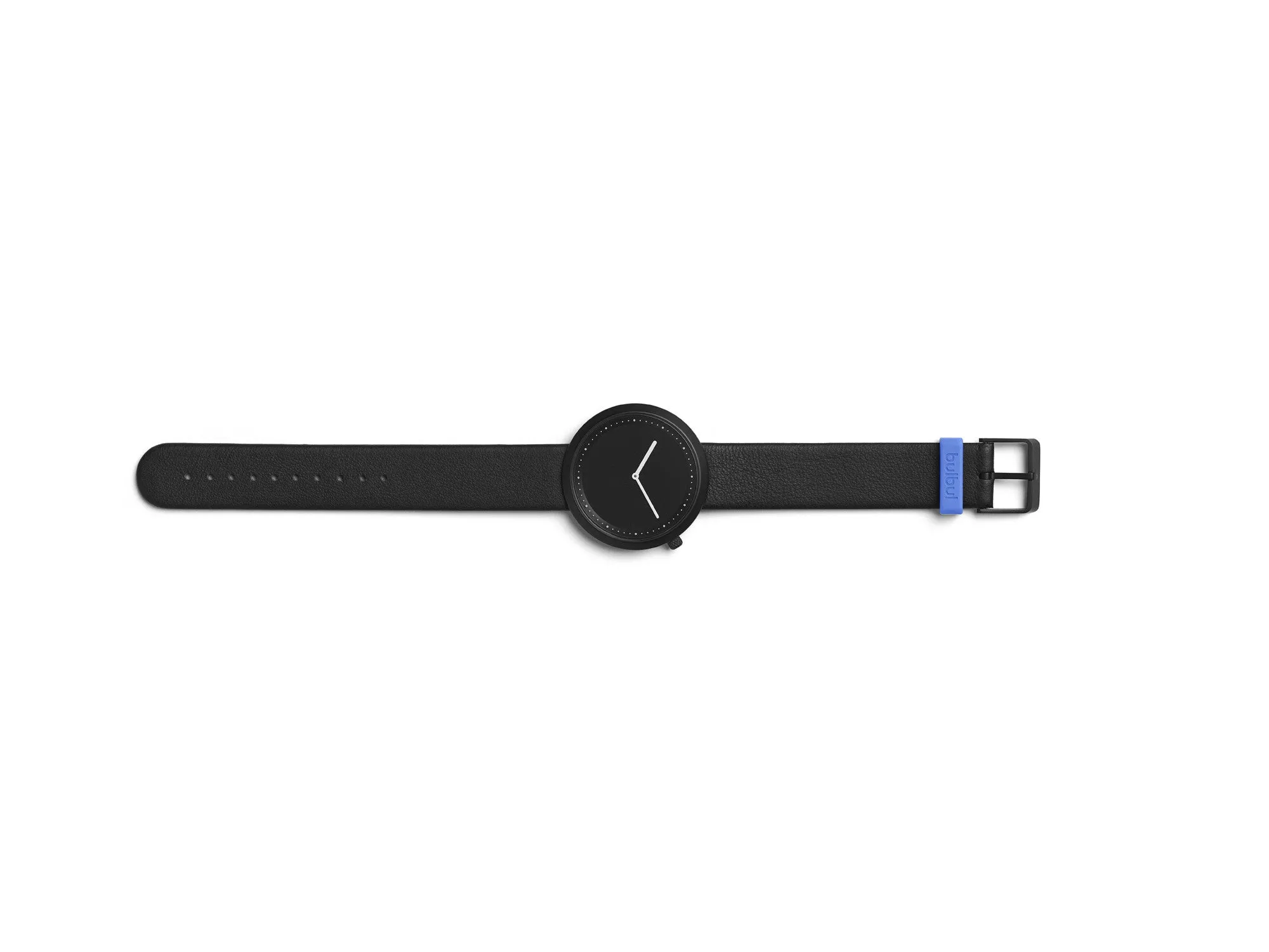 Bulbul Facette Black Steel on Black Italian Leather Watch