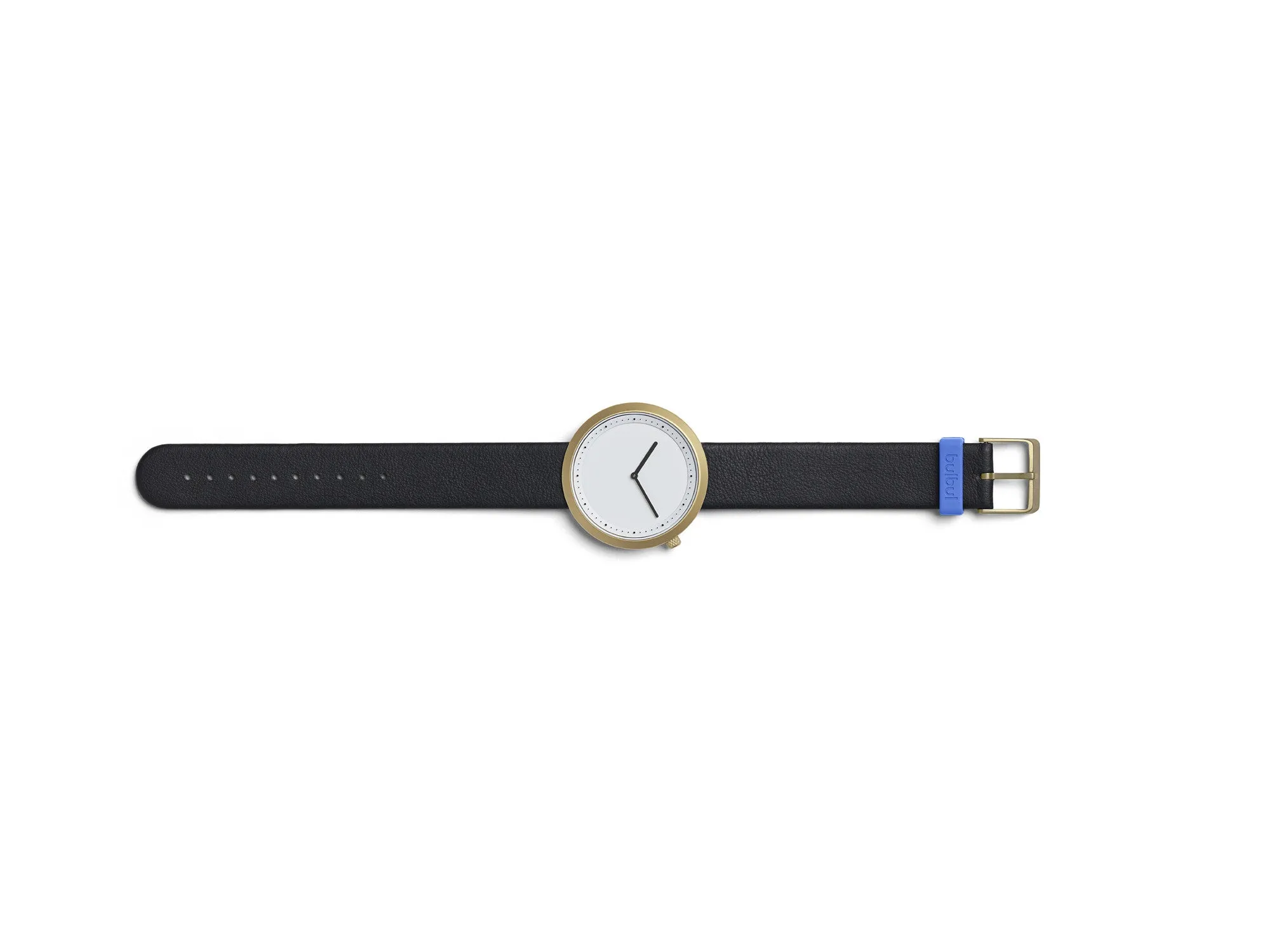 Bulbul Facette Golden Steel on Black Italian Leather Watch