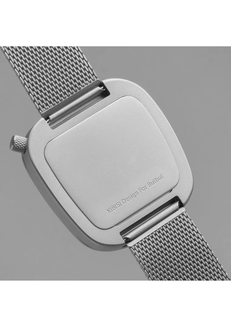 Bulbul Pebble Matte Steel on German Made Milanese Mesh Band Watch