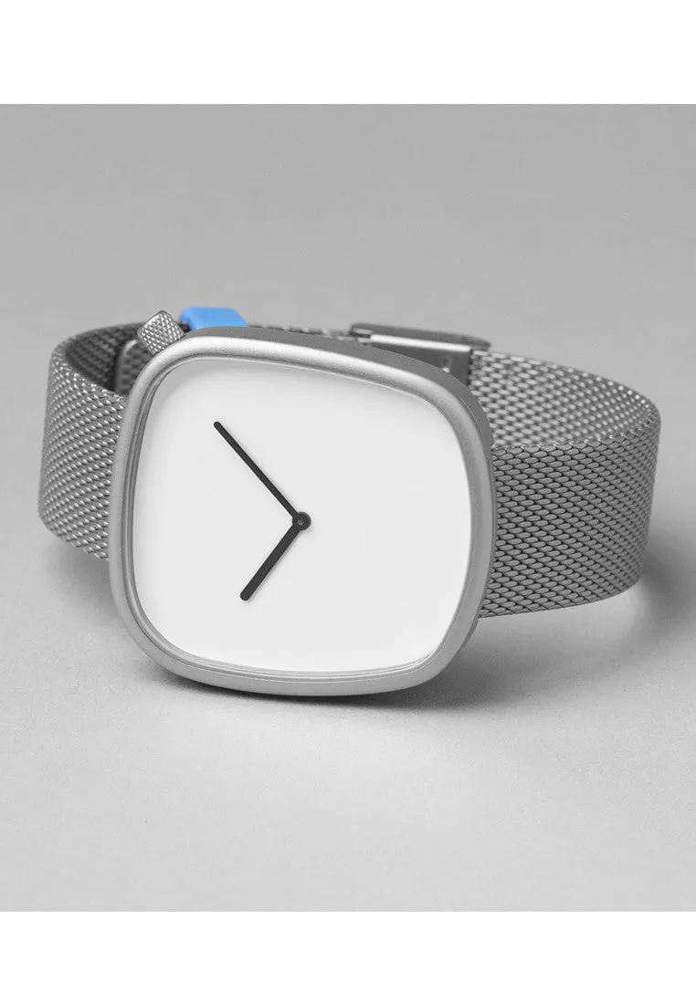 Bulbul Pebble Matte Steel on German Made Milanese Mesh Band Watch
