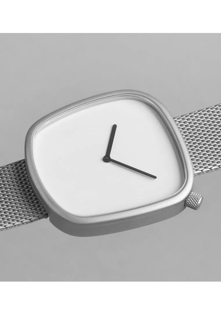 Bulbul Pebble Matte Steel on German Made Milanese Mesh Band Watch