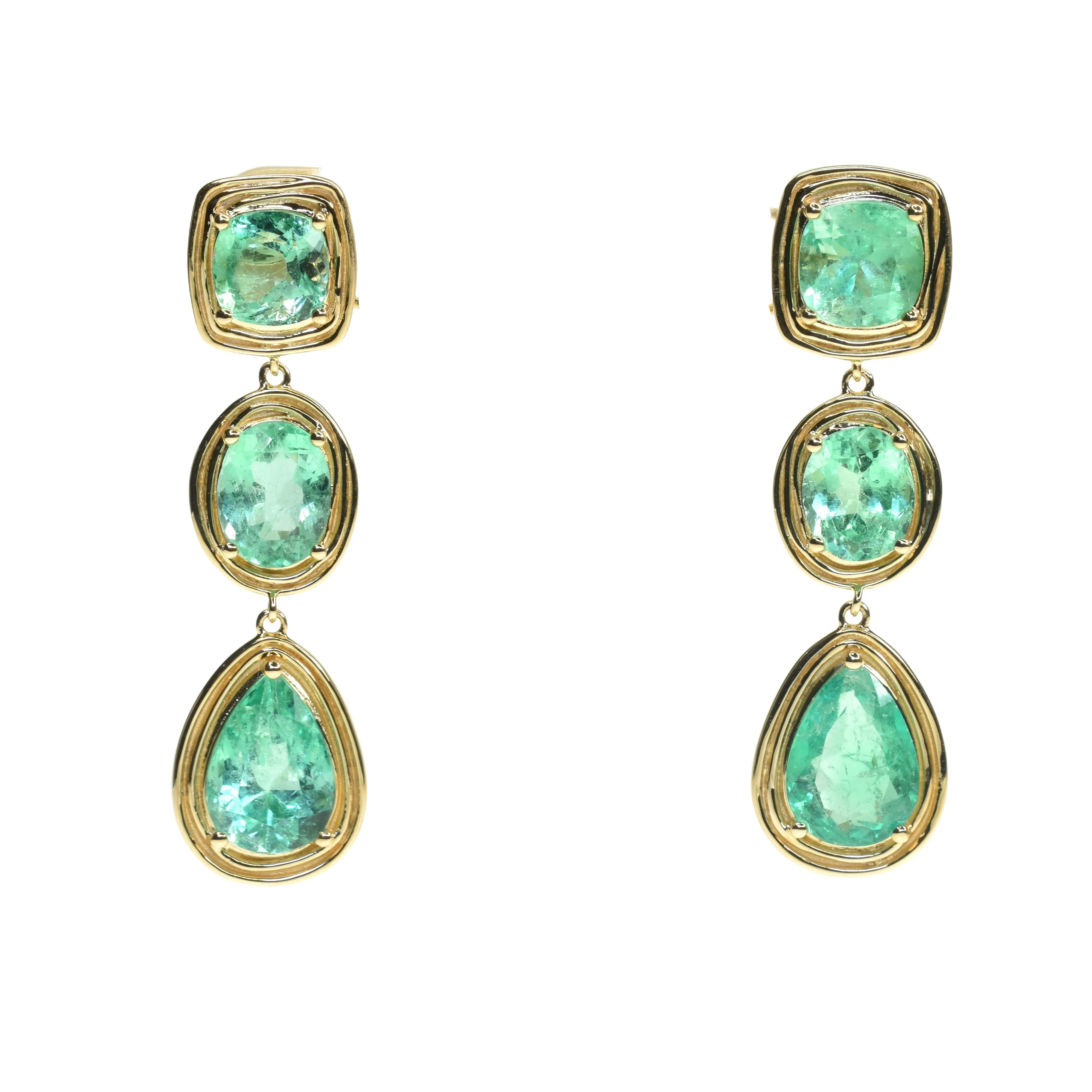 Cabochon Emerald Drop Earrings