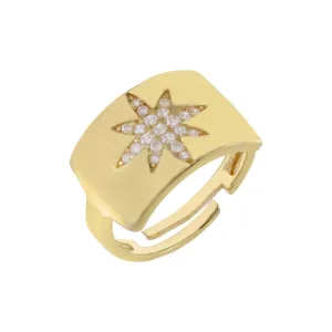 Chunky Pavé Starburst Adjustable Ring
