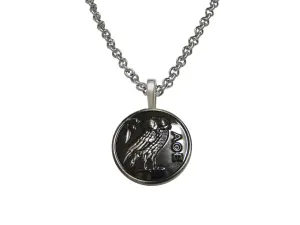 Circular Owl of Athena Pendant Necklace