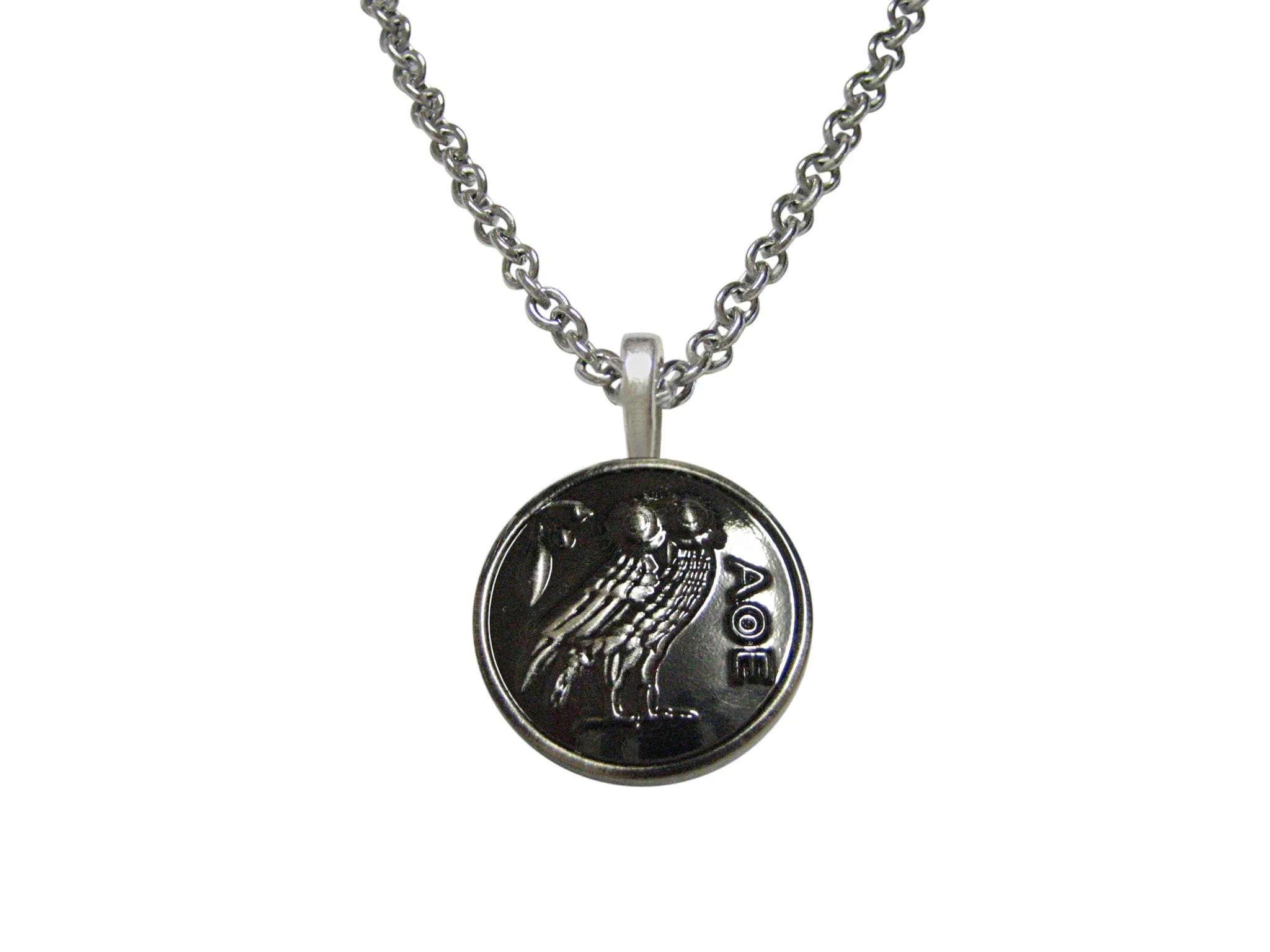 Circular Owl of Athena Pendant Necklace