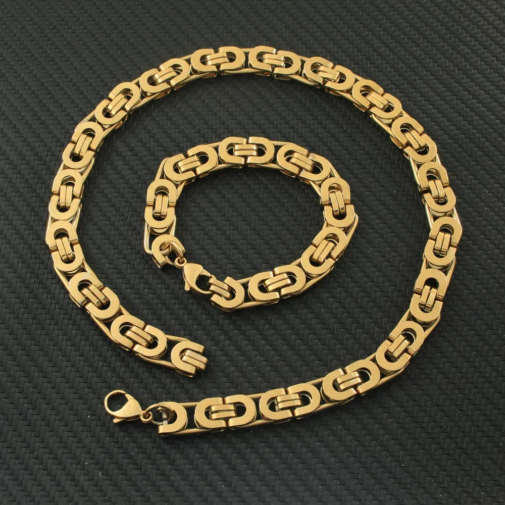 Classic Gold Jewelry Sets Necklace Bracelet Heart Earrings For Woman